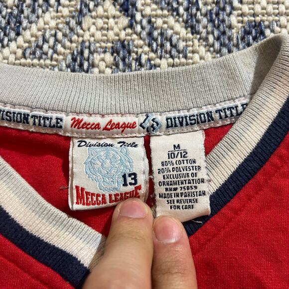 VTG Y2K Mecca Streetwear Football Jersey Style Shirt Red Striped SZ S - Picture 2 of 6
